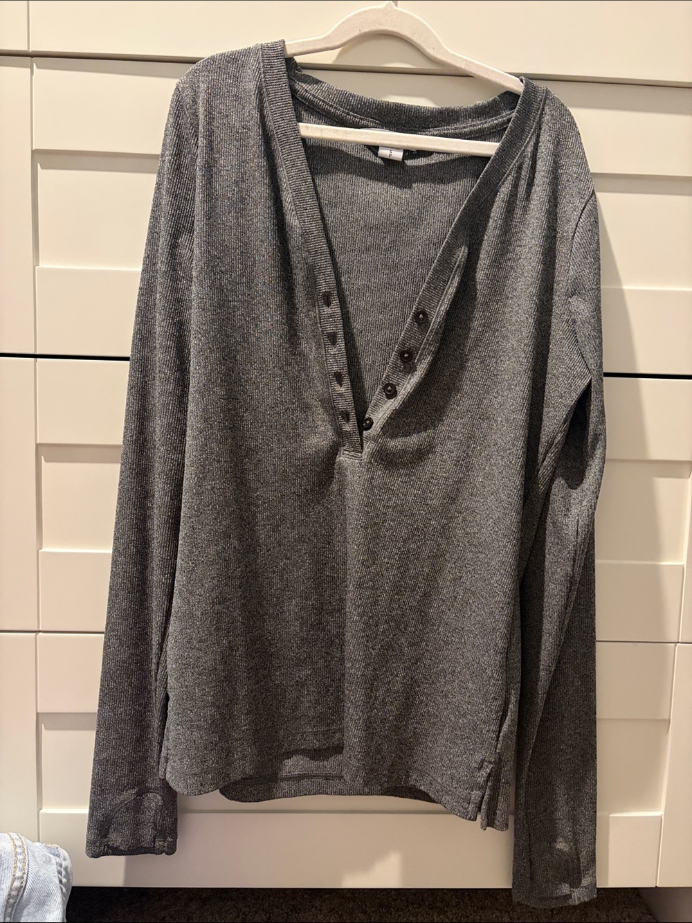 Athleta Heather Gray Long-Sleeve Henley